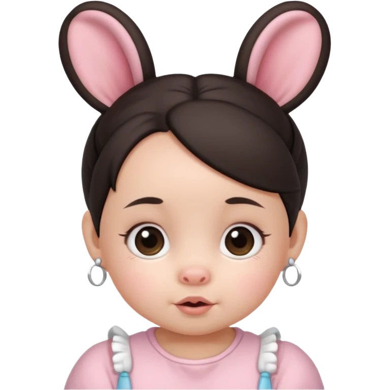 bunny ear accessory wearing baby dark haired piggy bun emoji