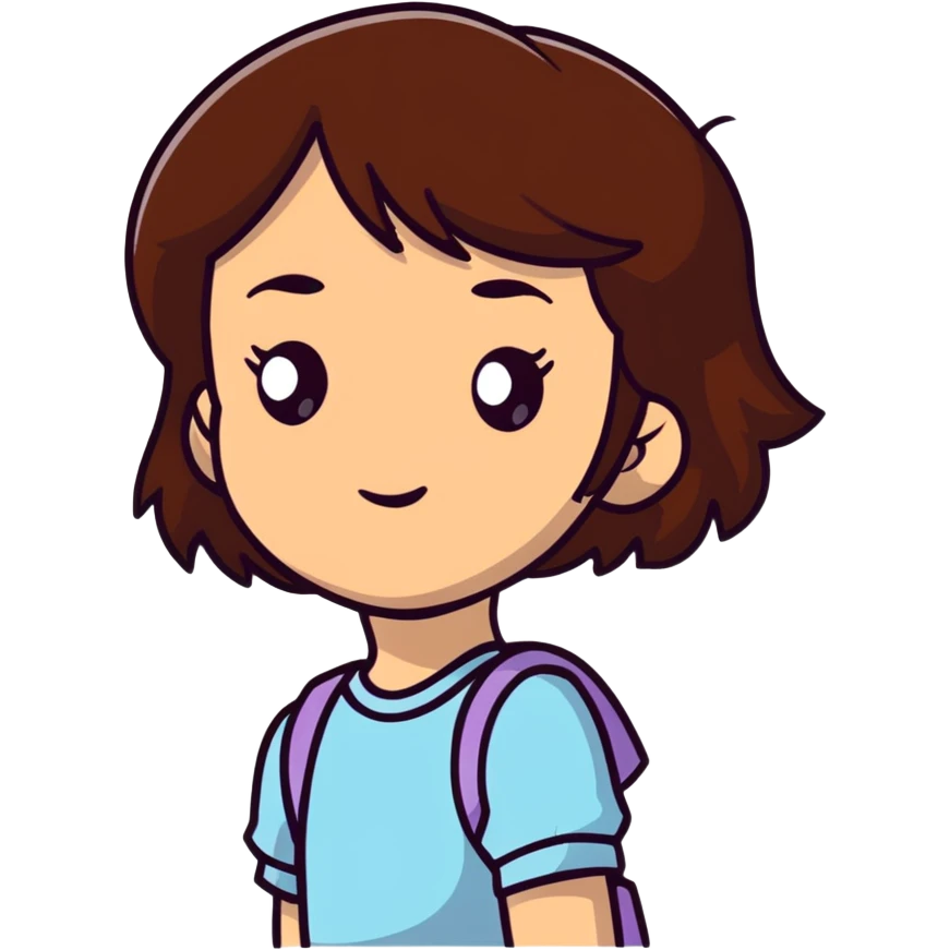 cartoon girl with brown eyes and brown hair emoji