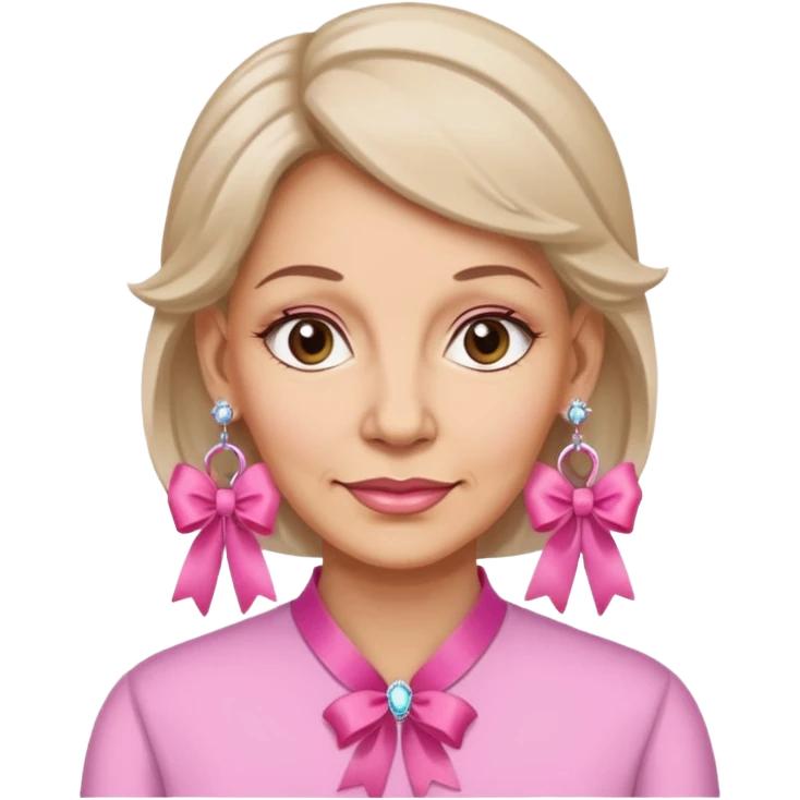 Mature Women with earrings of pink ribbons emoji