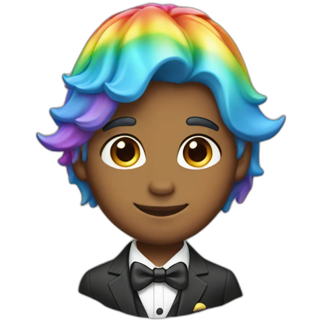 Posh-boy-with-suit-and-rainbow-unicorn-hat emoji