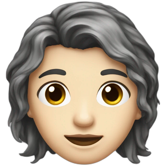 dark brown hair mullet programmer nose stud silver emoji