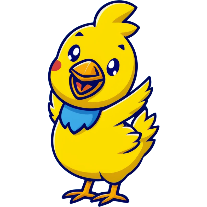 long neck yellow chicken shouting funny expression emoji
