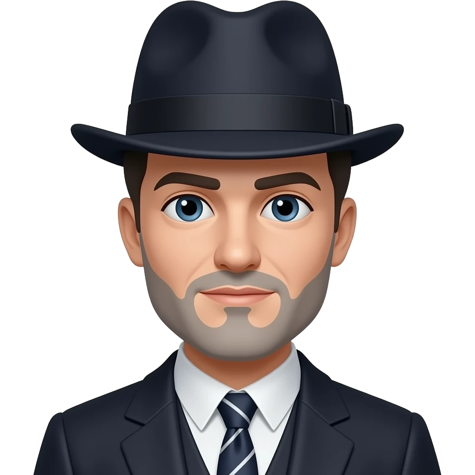 Put a grey goatee and peaky hat emoji