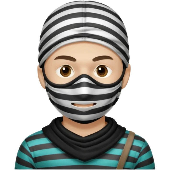 thief, with stripped shirt, facemask, thief mask. emoji