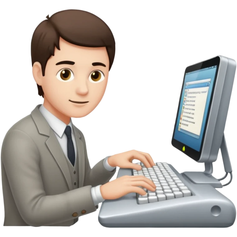 Man tapping computer emoji