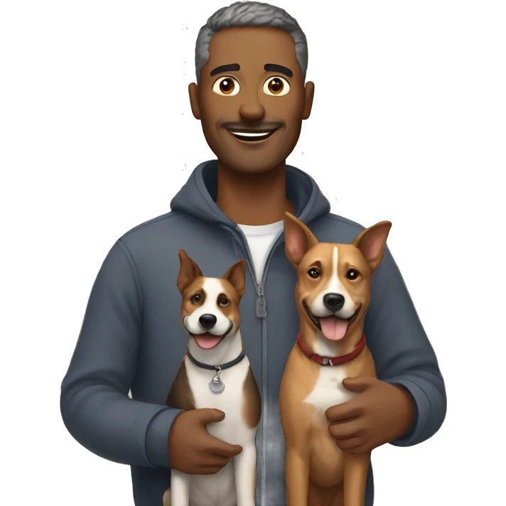 Man with three dogs emoji