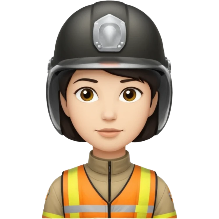 A light-skinned person with short dark hair, wearing a helmet and an oval face with a neutral look. emoji
