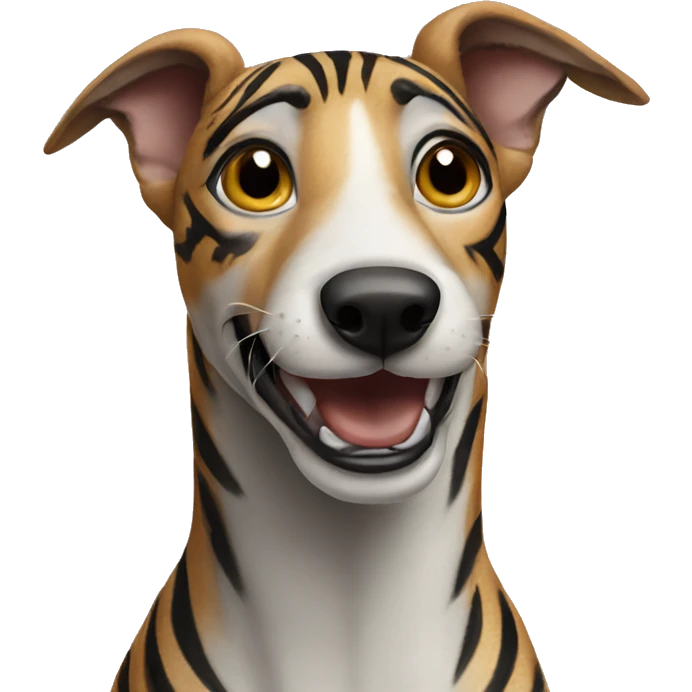  tiger greyhound with stripes on nose jumping emoji