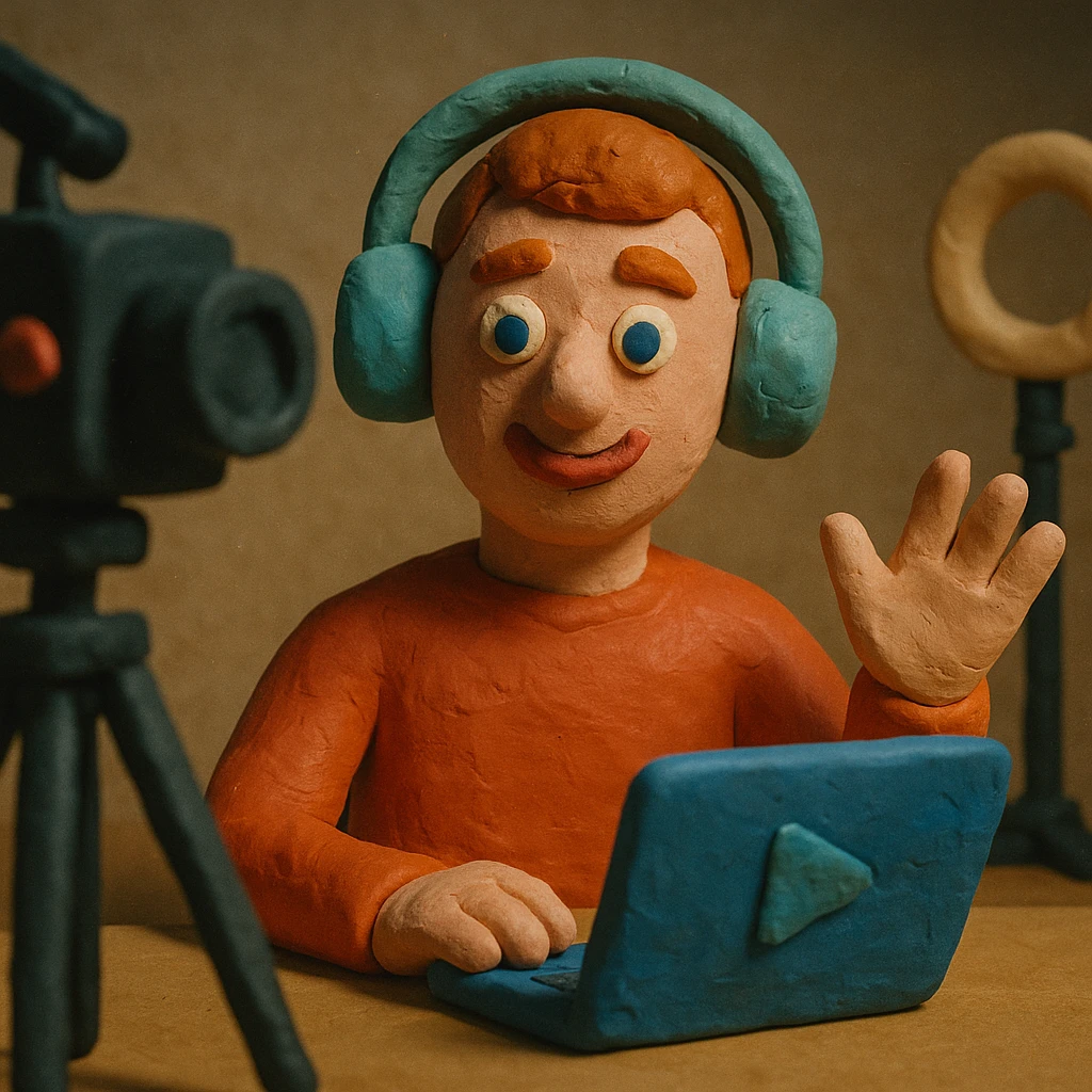 an online content creator, claymation style emoji