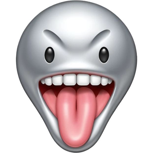 in isolated tongue (no face) made of silver emoji