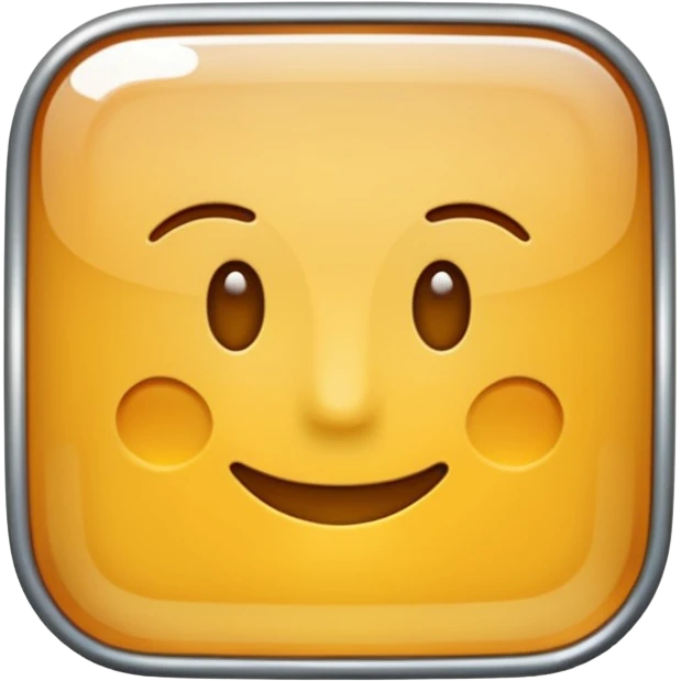 Glossy, transparent glass-style emoji — rounded rectangle, soft reflections, subtle highlights on corners, thin white outline, clean and modern. Transparent background. emoji