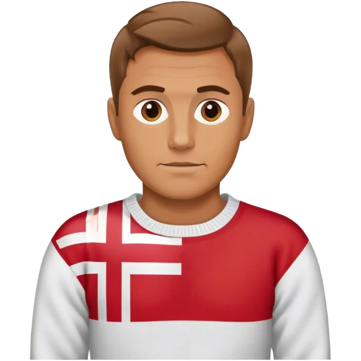 photorealistic man in the sweater with danish flag emoji