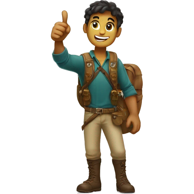 Young adventure guy thumps up italian emoji
