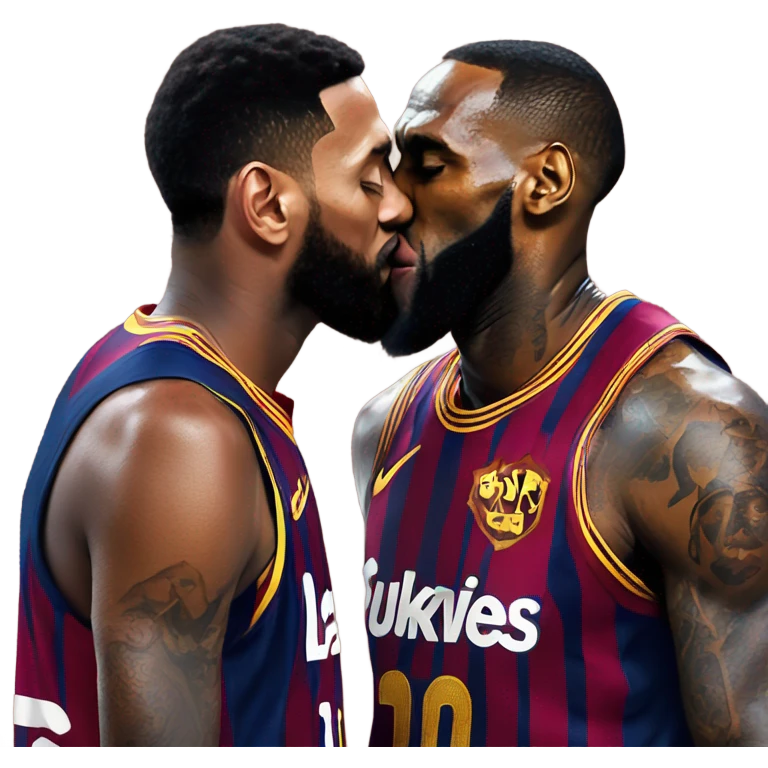 Messi kissing LeBron James emoji