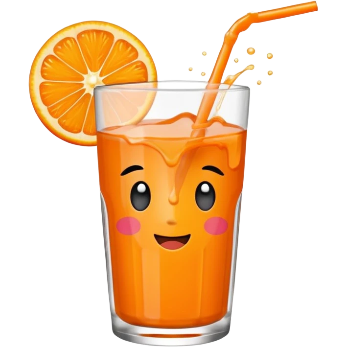 Super sweet mandarin emoji, fizzy juice splash, simple flat design, bold lines, bright orange, transparent background, without eyes emoji