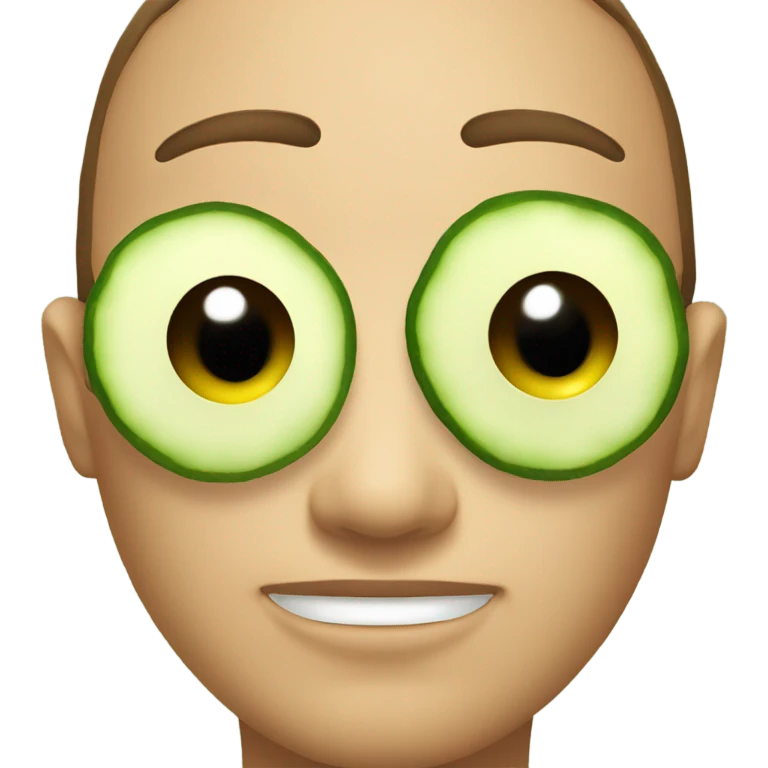Face with cucumbers on his eyes, relaxing emoji