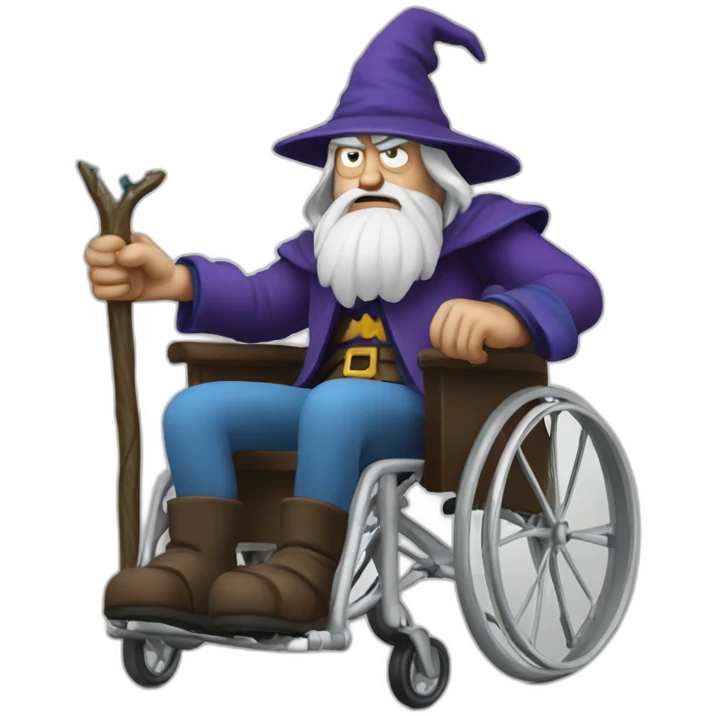 angry wizard on wheelchair emoji