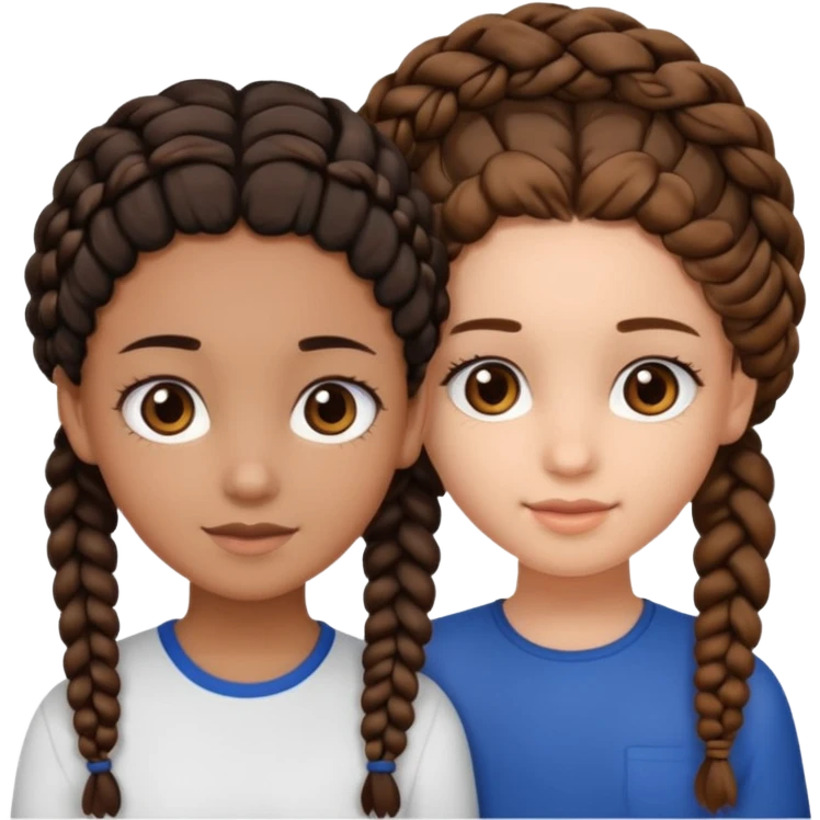 2 girl best friends. One is black with braids and brown eyes. One is white with curly brown hair with brown eyes no braids emoji