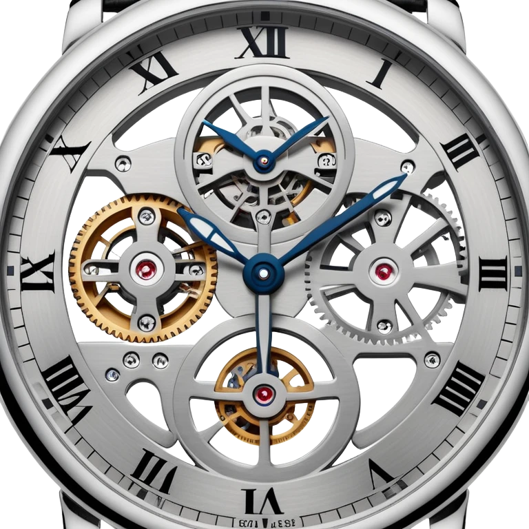 Cartier skeleton watch close-up of the dial, high definition, precise details, iOS Apple emoji style emoji
