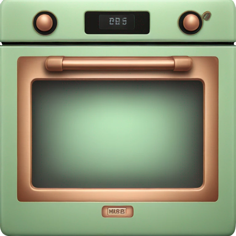 Realistic pastel green and metallic copper vintage oven. emoji