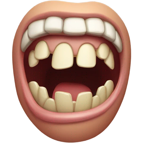 Unhinged jaw wide open, rows of teeth, crying laughing emoji