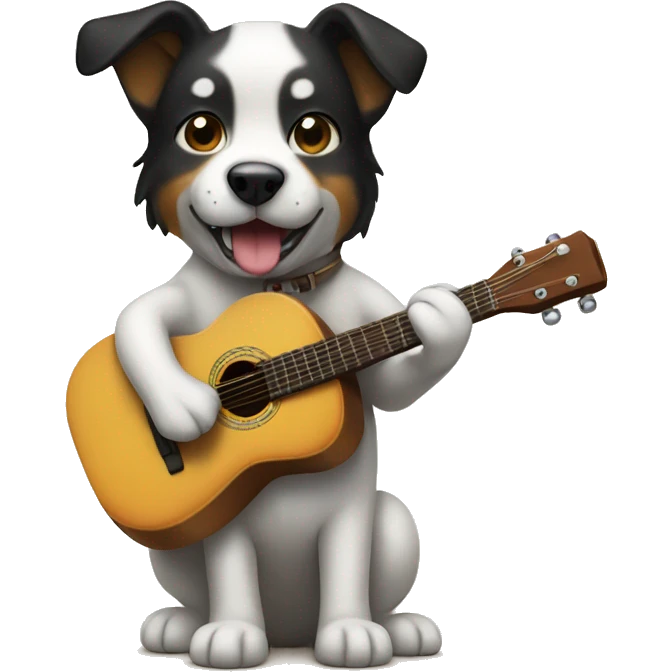 Playing the guitar dog emoji