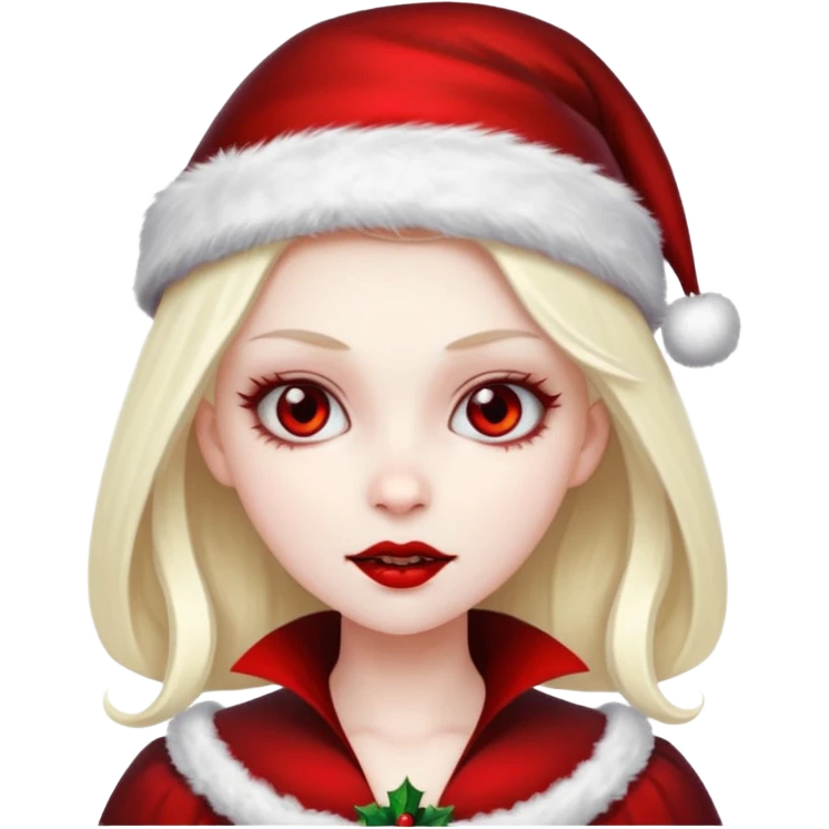 vampire girl with Christmas hat emoji