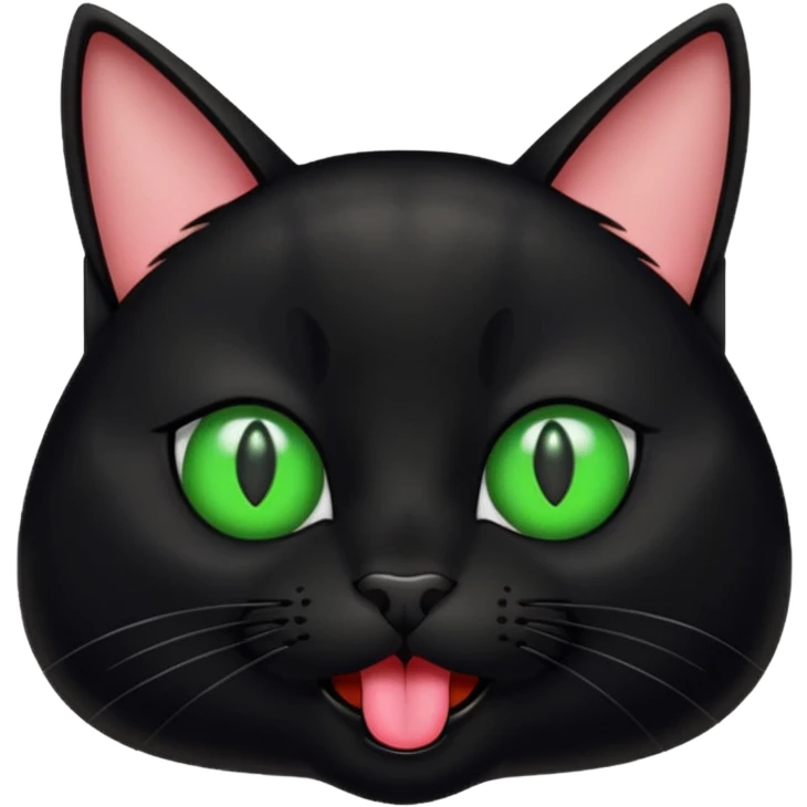 a black cat with its tongue out emoji