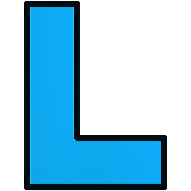 The letter L in Lemon Milk font, blue color, minimalist design emoji