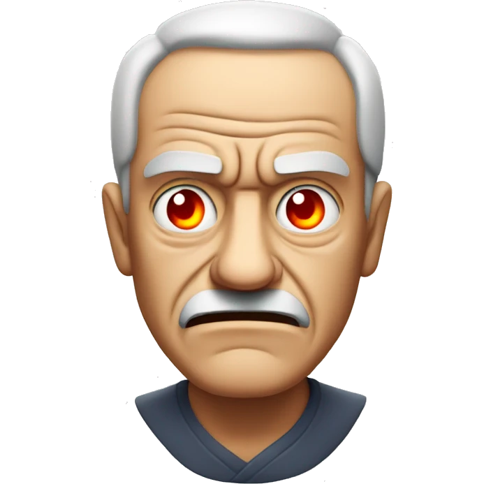 Angry old man with glowing red eyes emoji