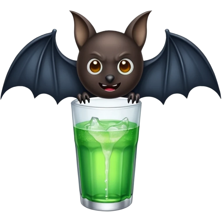 black bat drinkig sprite emoji