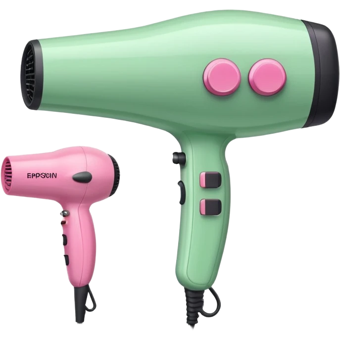 light green and pink hairdryer and straightener emoji