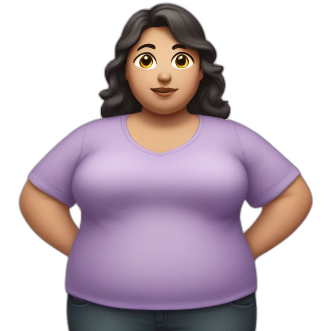 fat girl with dark hair teacher in a lilac shirt emoji