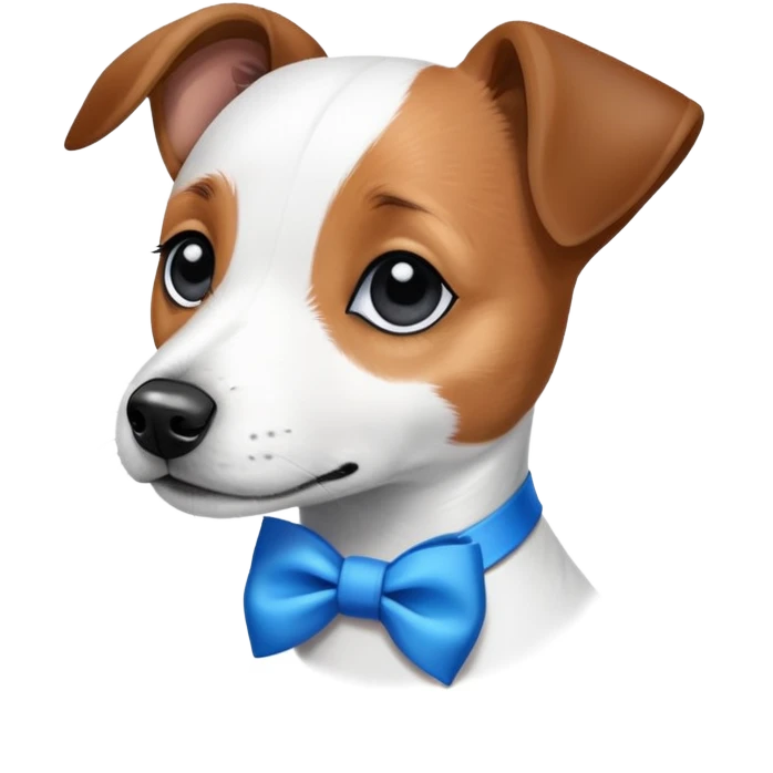 Dog jack russell black and white with blue bow emoji