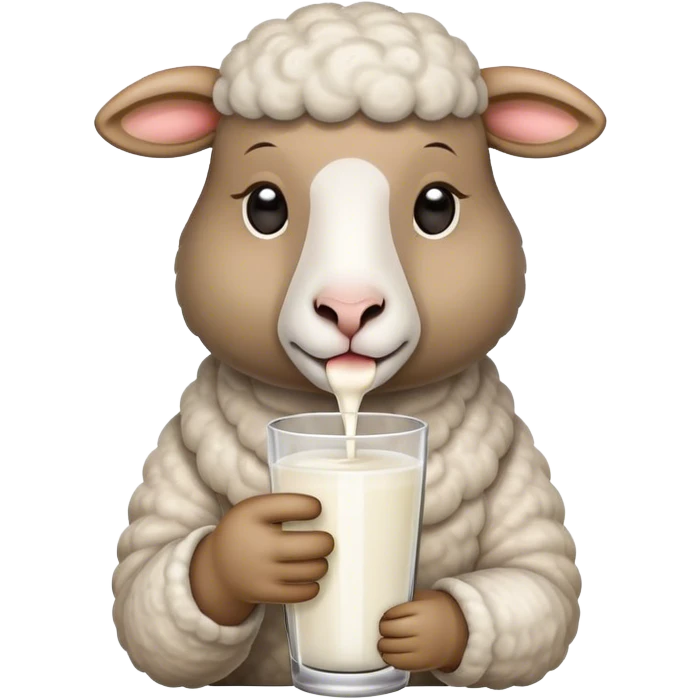 The sheep is drinking a glass of milk. emoji
