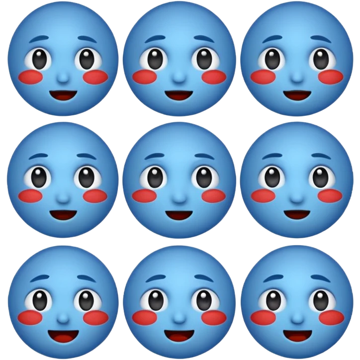 Blue emoji with 7 different faces in one emoji