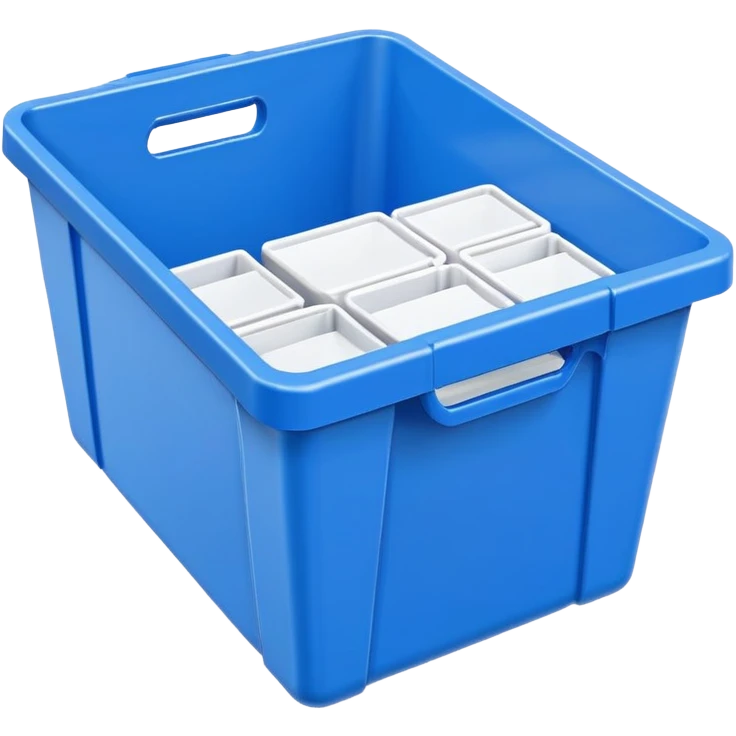 plastic parts bin tote blue emoji