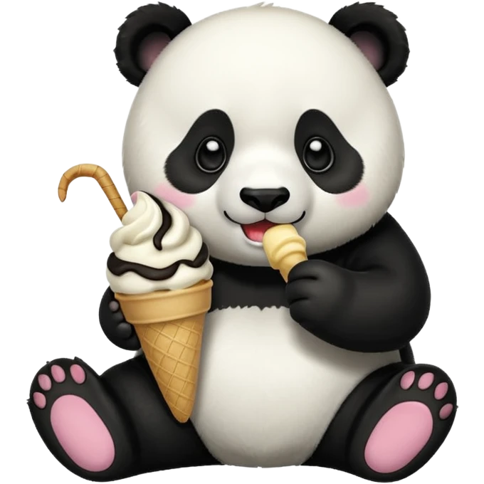 Panda eating ice cream emoji