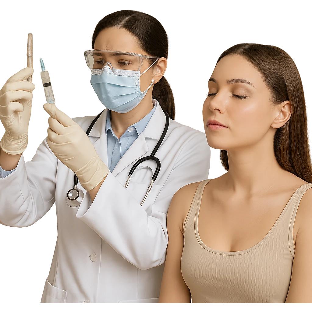 A female doctor who is doing PRP injections, add a patient emoji