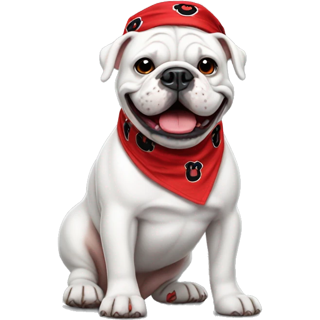uga white bulldog wearing red bandana smiling emoji