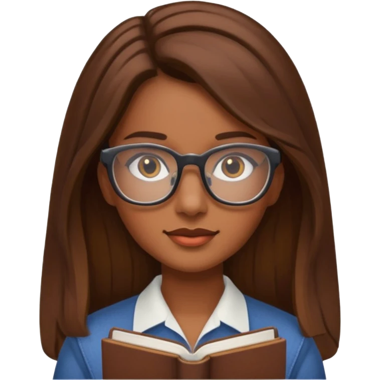 young woman librarian bot brown long hair emoji