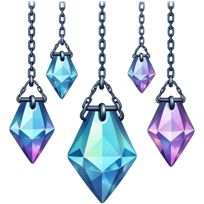 Hanging chained crystal gemstones emoji