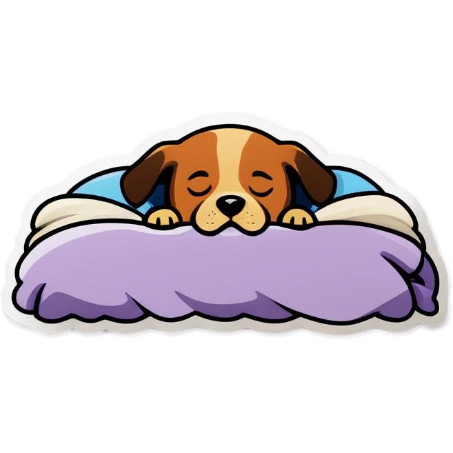 Dog sleeping in bed under blanket  emoji