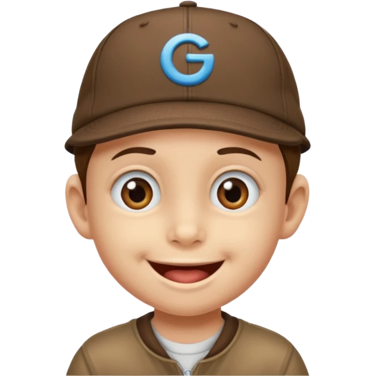 Un niño con gorra riendo emoji