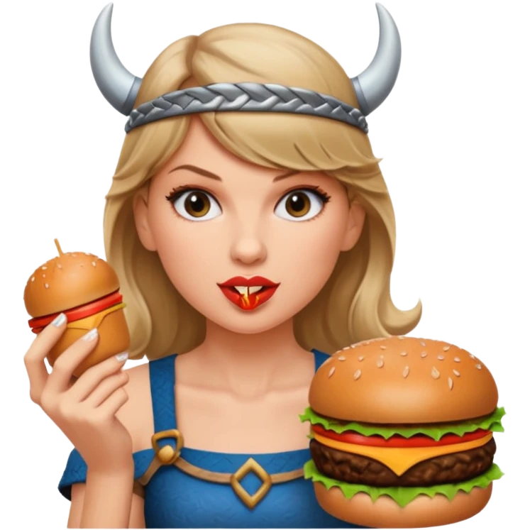 Taylor Swift woman viking eating burger emoji