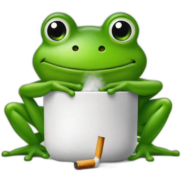Une grenouille de vert fumant une cigarette  emoji