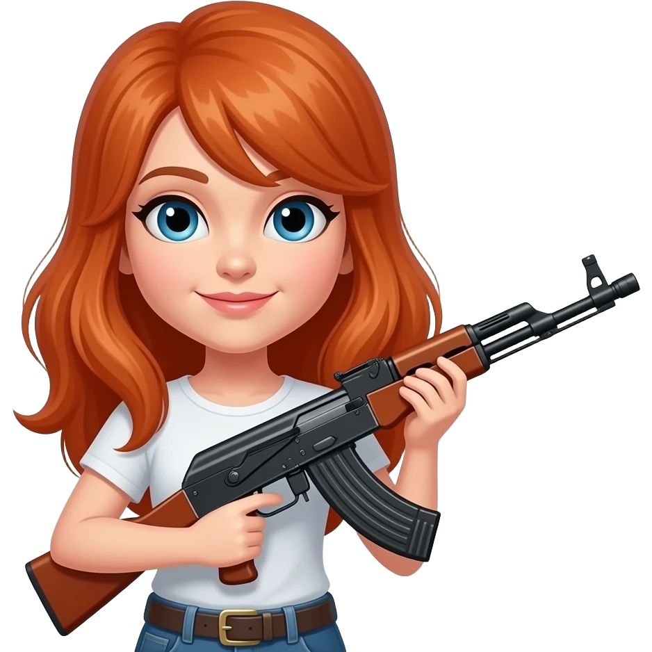 redhaired girl with ak47 emoji