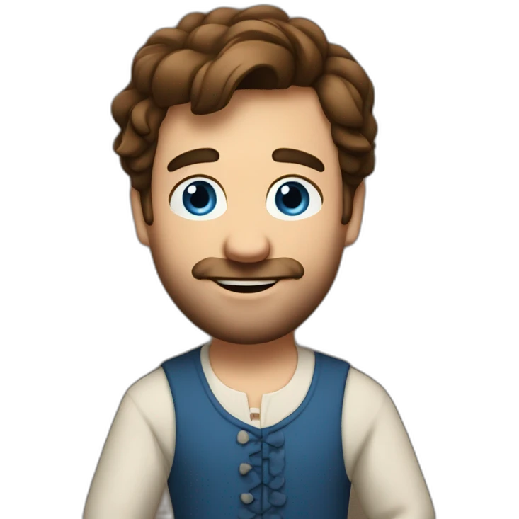 The folk french man dance, blue eyes, brown hair emoji