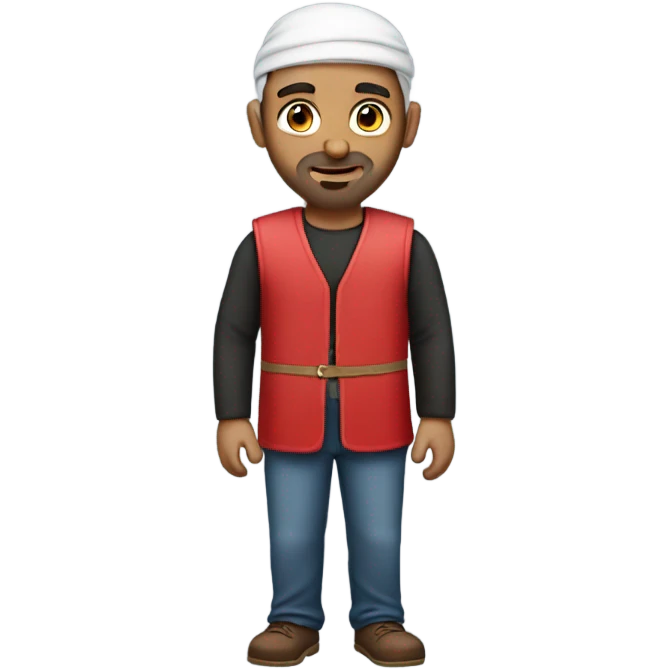 an arabic man wearing a vest with red on it emoji