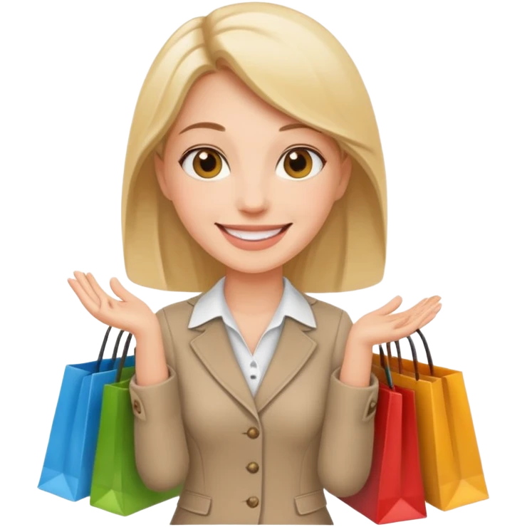 preciso de um amoji de vendedora com sacolas na mão emoji